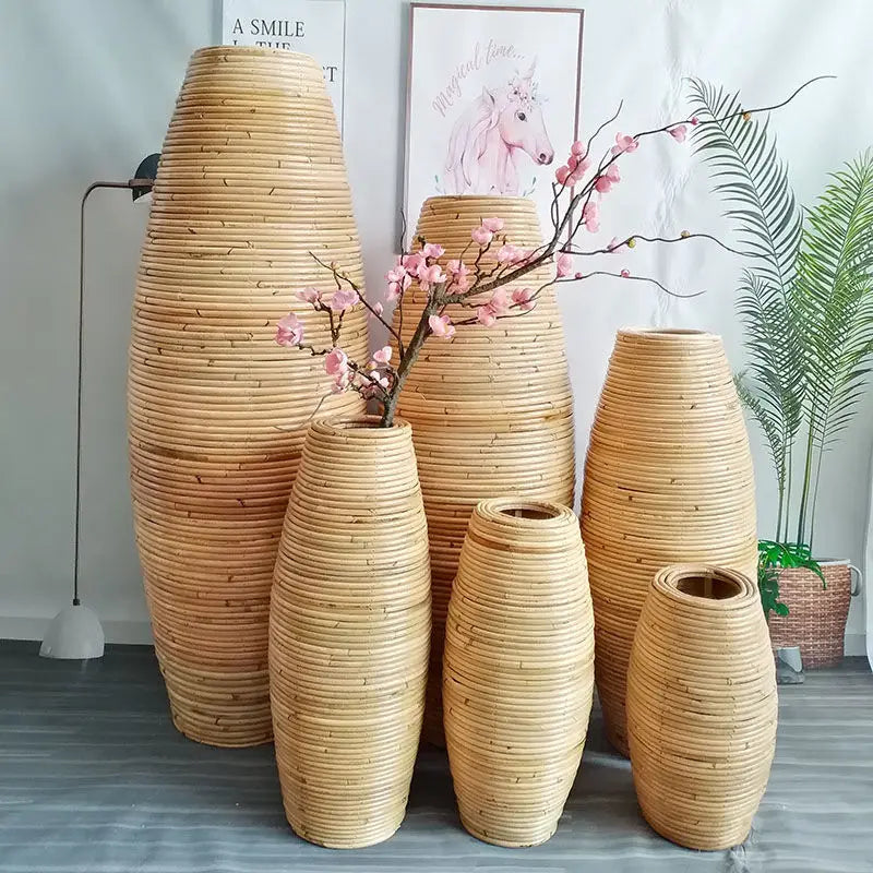 Handcrafted Rattan Floor Vase – A Natural Statement Piece for Your Home