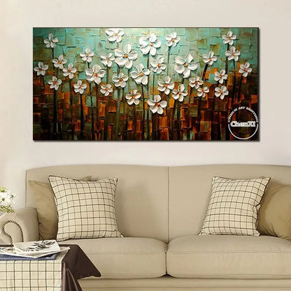 Hand-Painted Floral Abstract Oil Painting – A Modern Masterpiece