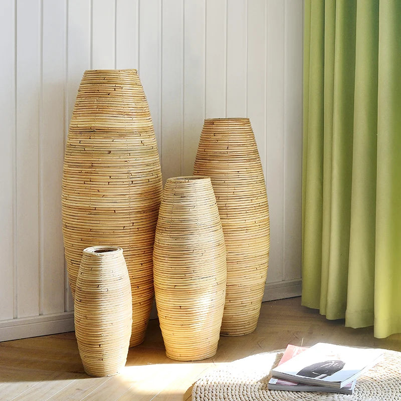 Handcrafted Rattan Floor Vase – A Natural Statement Piece for Your Home