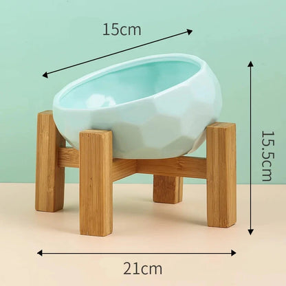 Ceramic Pet Bowl with Bamboo Stand – Stylish and Functional Feeder for Dogs and Cats