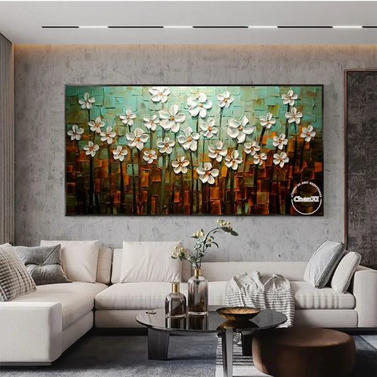 Hand-Painted Floral Abstract Oil Painting – A Modern Masterpiece