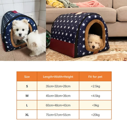 Soft Indoor Dog Kennel Bed (S-L) – Removable, Warm Cave for Small Dogs