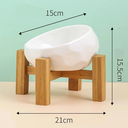 Ceramic Pet Bowl with Bamboo Stand – Stylish and Functional Feeder for Dogs and Cats