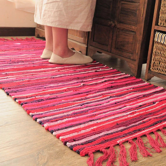 Cotton Cloth Retro Handmade Tassel Rug