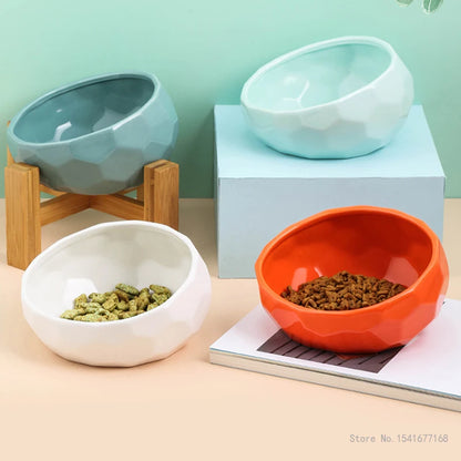 Ceramic Pet Bowl with Bamboo Stand – Stylish and Functional Feeder for Dogs and Cats