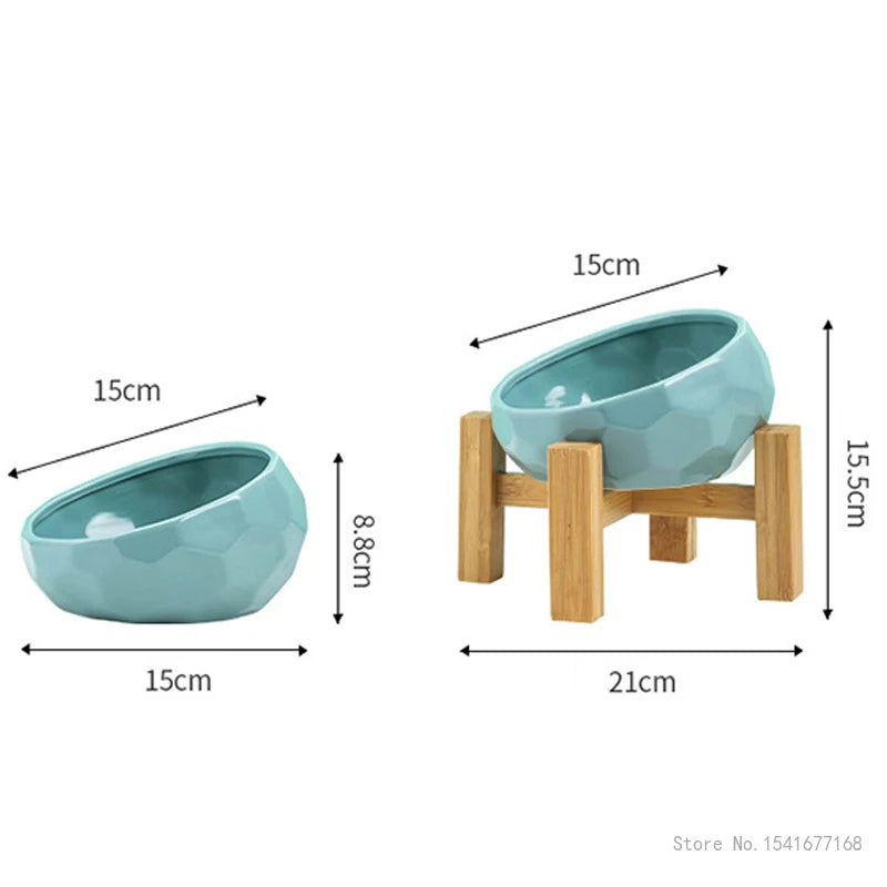 Ceramic Pet Bowl with Bamboo Stand – Stylish and Functional Feeder for Dogs and Cats