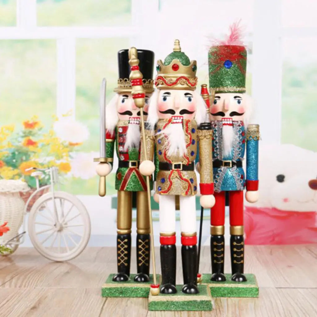 Christmas Nutcracker Soldier Figures Ornaments Handcraft Doll Desktop Xmas Themed Party Decor Gifts for Kids