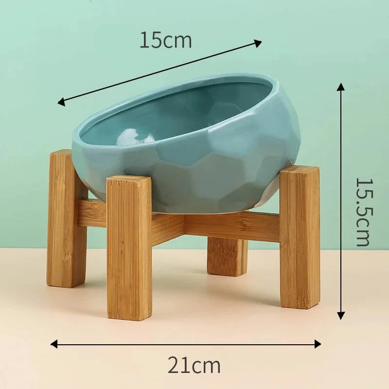 Ceramic Pet Bowl with Bamboo Stand – Stylish and Functional Feeder for Dogs and Cats