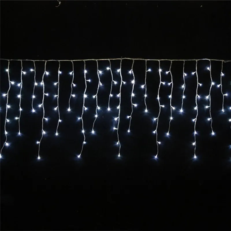 Enchanting White Curtain Christmas Lights – LED String Strip for Parties and Holiday Celebrations