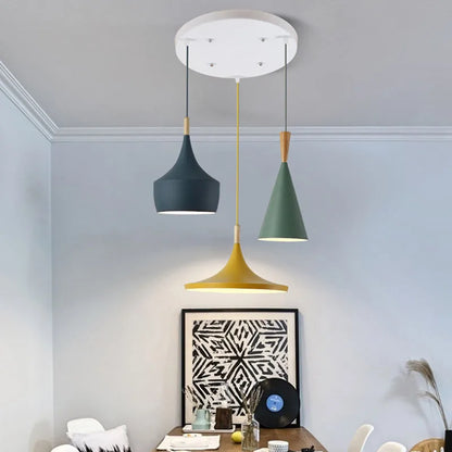 Modern Nordic Pendant Light - Iron Lampshade with Wood LED Hanging Lamp