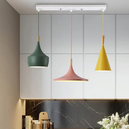 Modern Nordic Pendant Light - Iron Lampshade with Wood LED Hanging Lamp