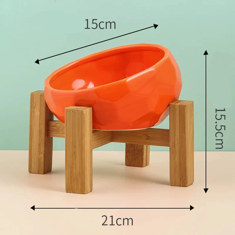 Ceramic Pet Bowl with Bamboo Stand – Stylish and Functional Feeder for Dogs and Cats