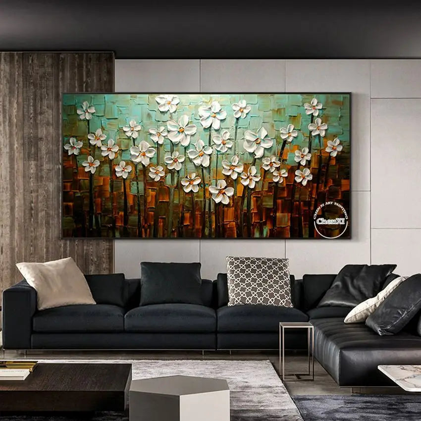 Hand-Painted Floral Abstract Oil Painting – A Modern Masterpiece