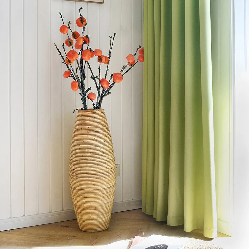 Handcrafted Rattan Floor Vase – A Natural Statement Piece for Your Home