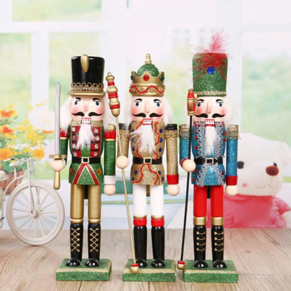 Christmas Nutcracker Soldier Figures Ornaments Handcraft Doll Desktop Xmas Themed Party Decor Gifts for Kids