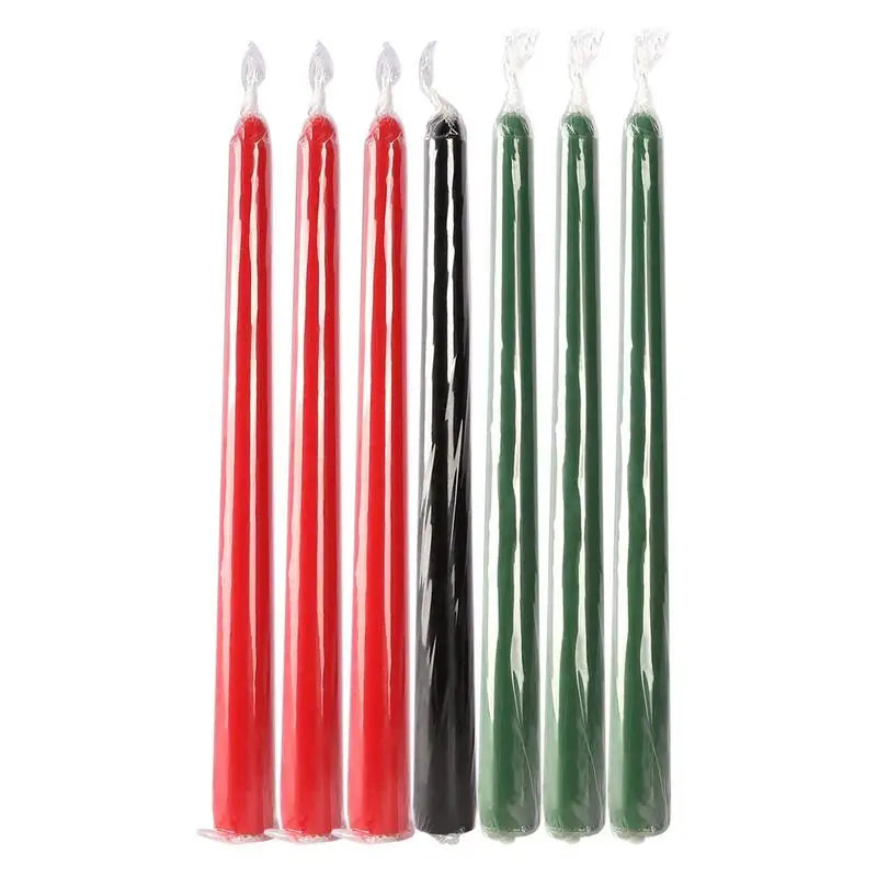 Festive Kwanzaa Candle Set – 7pcs Vibrant Paraffin Wax Candles for Holiday Celebrations