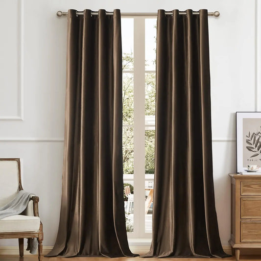 Flannel Velvet Light-Blocking Curtains - Solid Color, Warm and Elegant