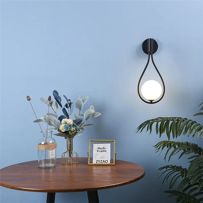 Modern Metal Glass Ball Wall Lamp – Nordic Simple Design for Living Room, Bedroom, and More