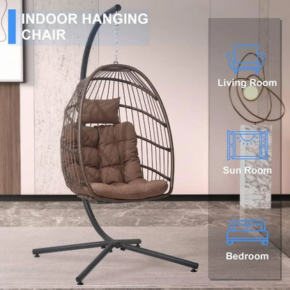 Egg Chair with Stand – Indoor/Outdoor Wicker Hanging Chair