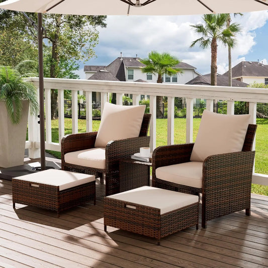 Space-Saving Outdoor Patio Furniture Set with Adjustable Ottomans and Storage Coffee Table