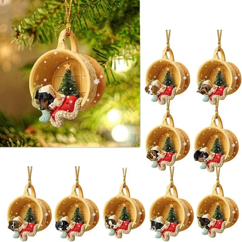 Cute Puppy Acrylic Christmas Pendant – Holiday Ornament & Décor