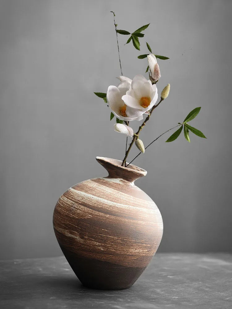 Elegant Simplicity: Japanese-Style Black Terracotta Vase