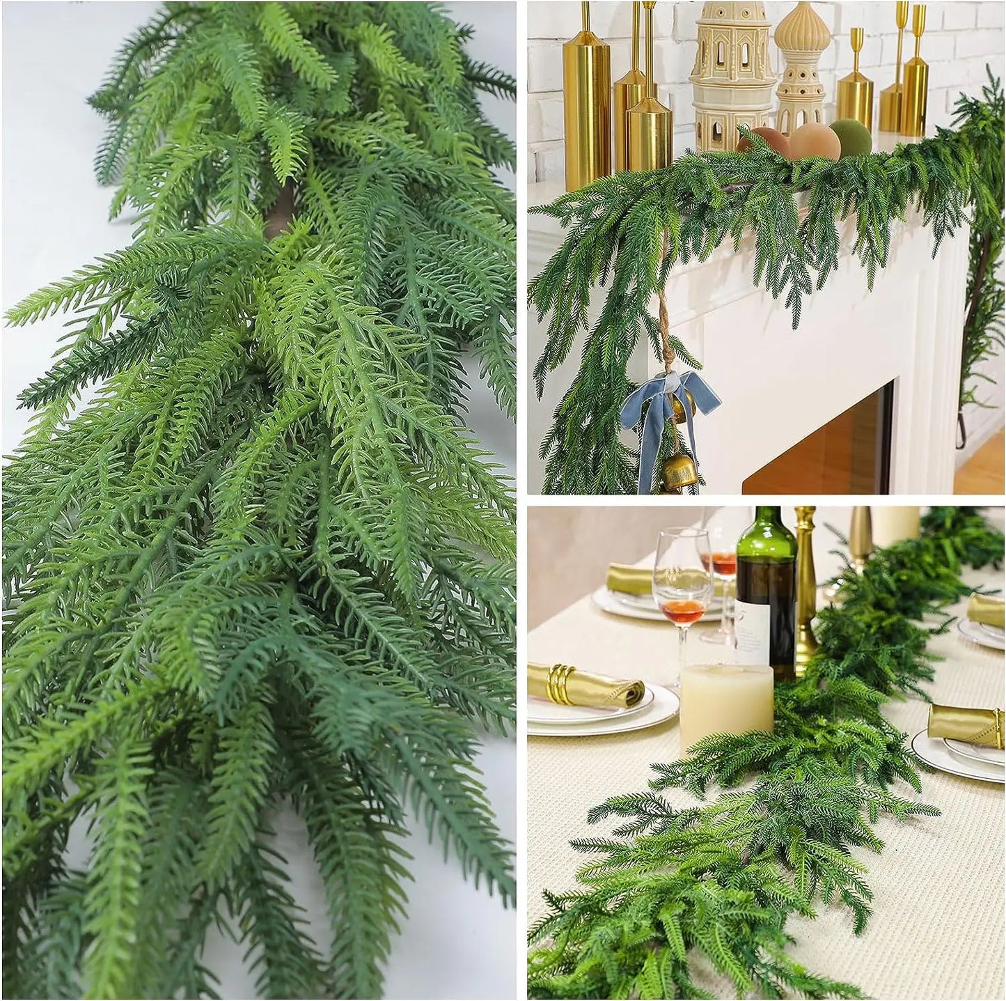 Christmas Garland Ivy Vine, Pine Needles, Cypress, Greenery Plant