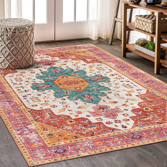 Persian Living Room Carpet – Vintage Ethnic Soft Non-Slip Rug