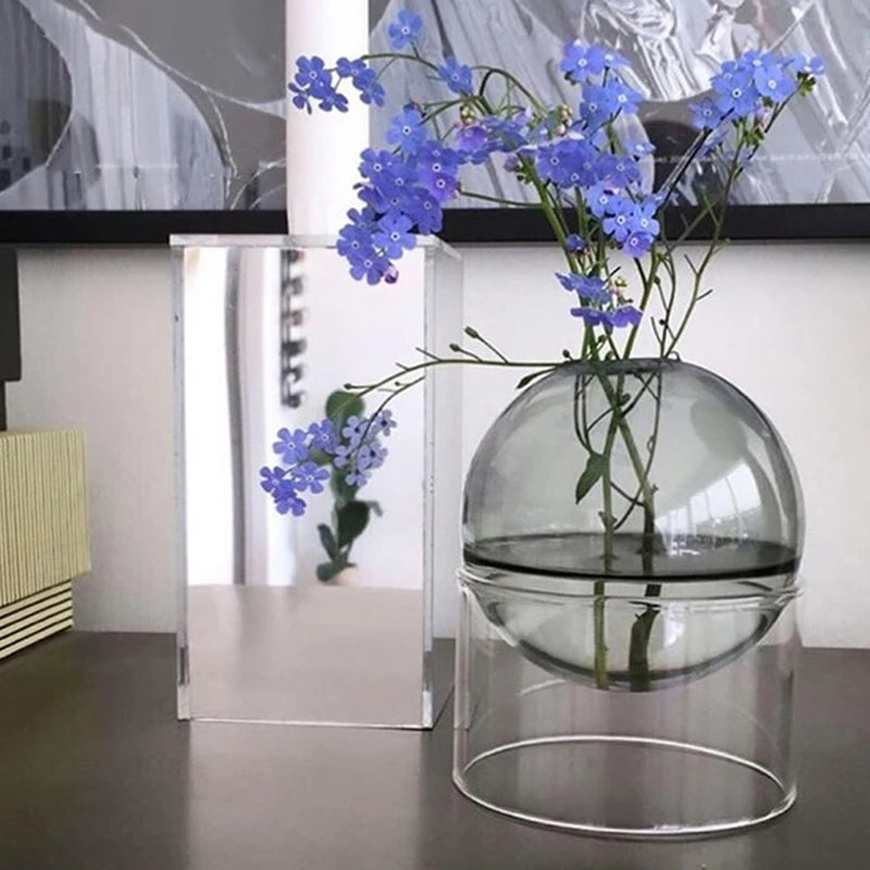 Mini Round Glass Flower Vase – A Delightful Touch of Nature for Your Space