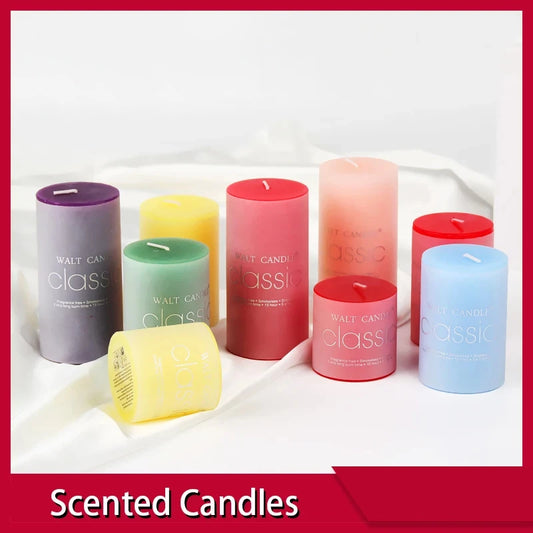 Classic Scented Cylindrical Candles – 8 Natural Fragrances for Holidays & Parties