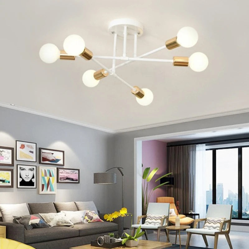 Vintage 6-Head Pendant Light LED Chandelier for Living Room