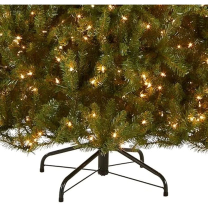 Pre-Lit Artificial Full Christmas Tree, Green, Dunhill Fir, White Lights, Includes Stand, 6 Feet