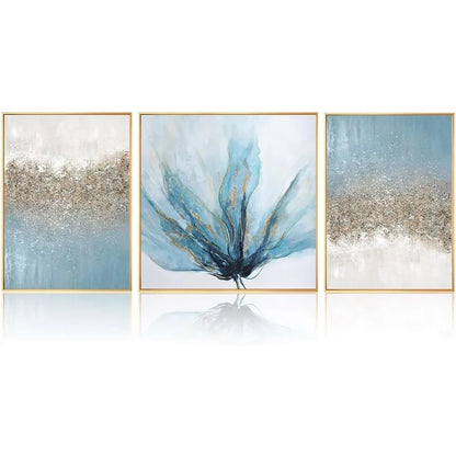 Blue Floral Canvas Wall Art - 3-Piece Set