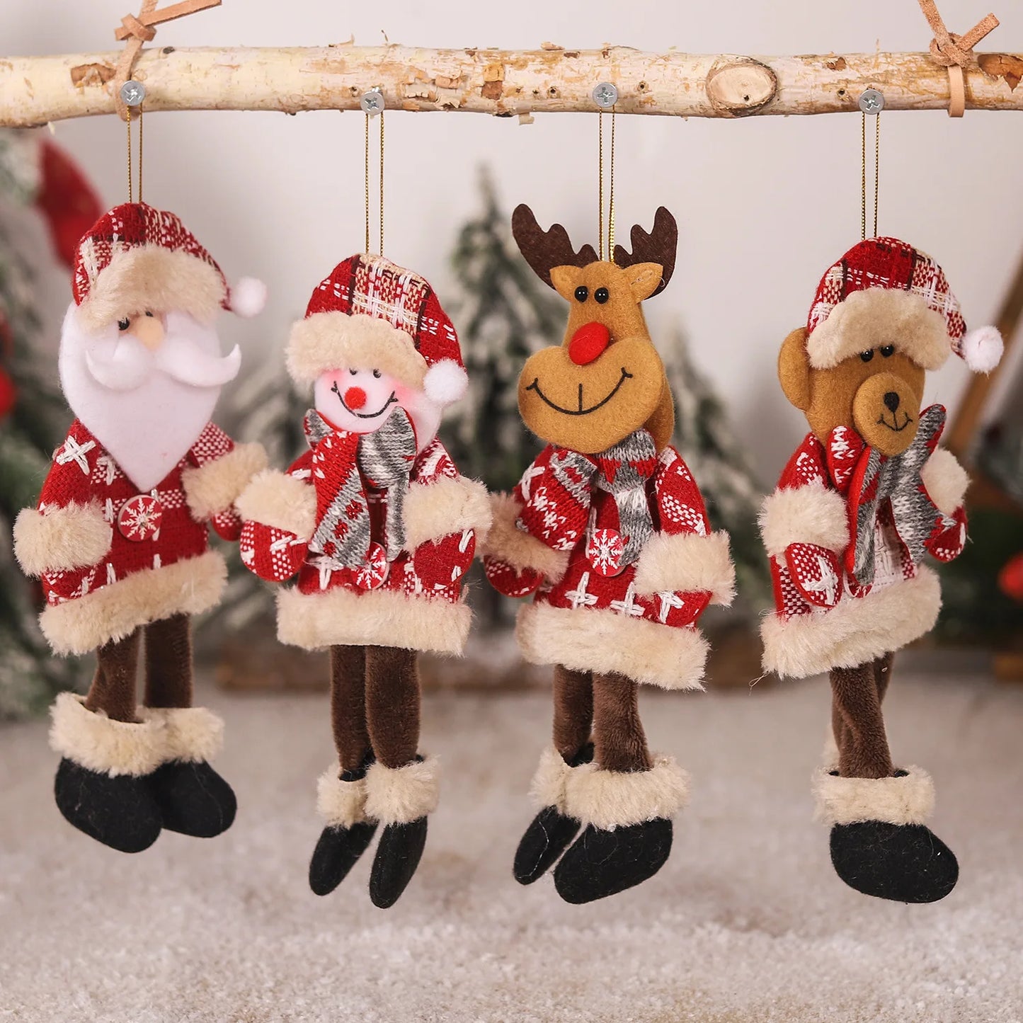 Christmas Tree Pendant Doll Plaid Long Leg Pendant Scene Decoration