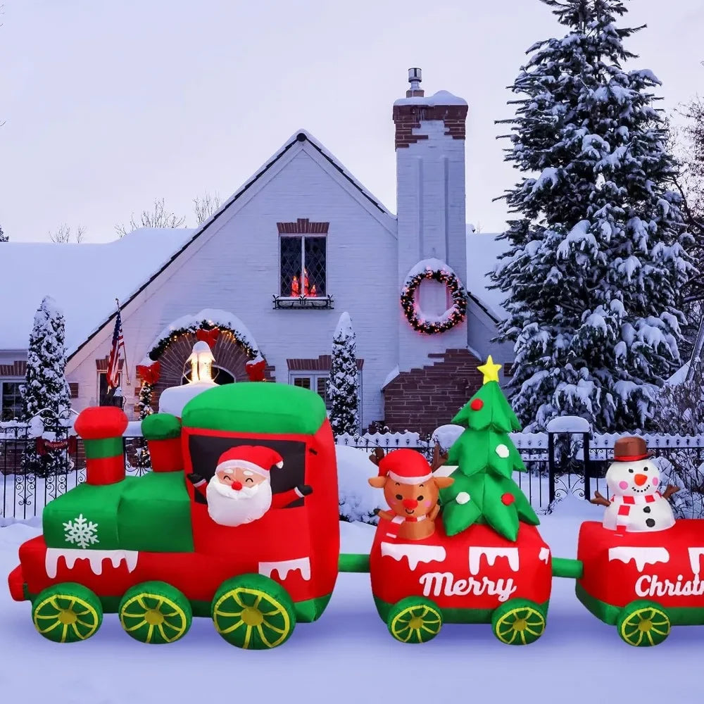 Jolly Express: 10.7 FT LED Christmas Train with Santa & Friends