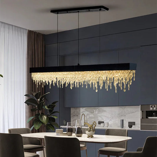 Modern Crystal LED Hanging Chandelier for Dining Room & Kitchen