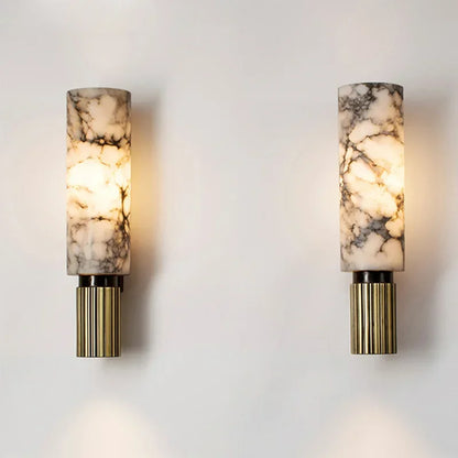 Modern Natural Marble Wall Lamp with Copper Accents