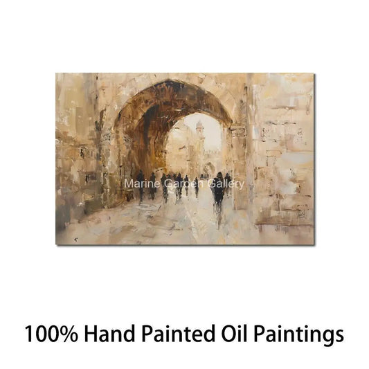 Handmade Abstract Kotel Jerusalem Old City Canvas