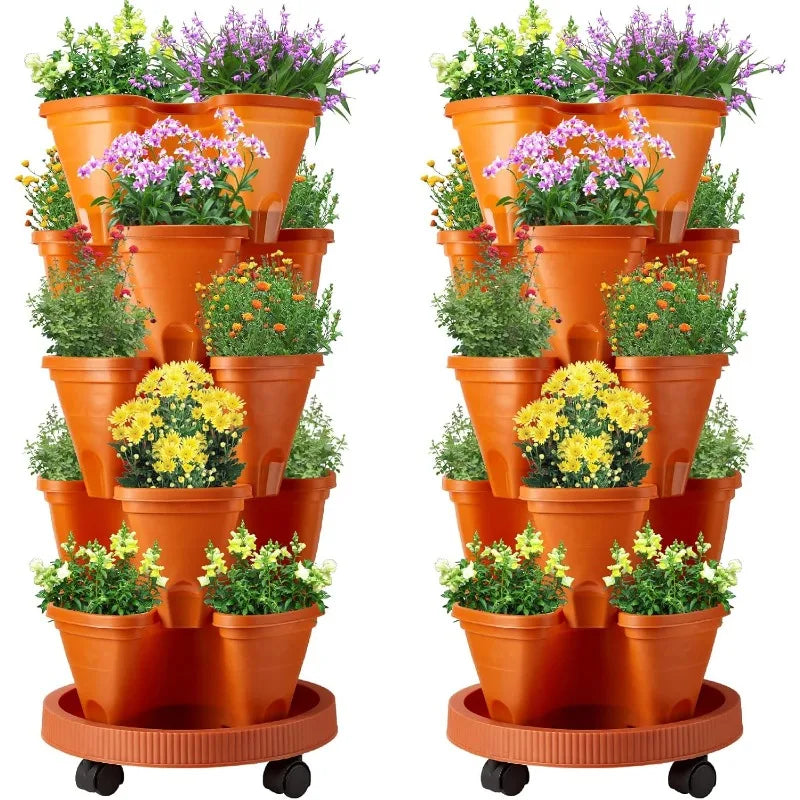 2 Set 5-Tier Stackable Planters – Grow Your Garden in Style