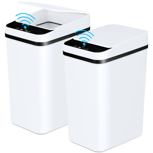 2-Pack 12L Touchless Motion Sensor Bathroom Trash Cans – Smart, Sleek, and Odor-Free