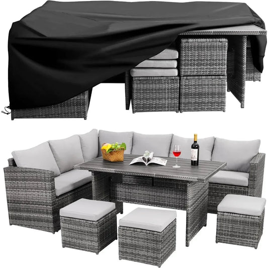 7-Piece Outdoor Patio Set with Dining Table, Chairs & Ottoman (Includes Dust Cover)