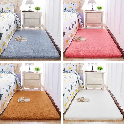 Thick Imitation Wool Bedside Carpet – Plush Area Rug for Bedroom and Living Room