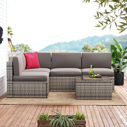 Outdoor Wicker Rattan Patio Furniture Set with Swivel Rocking Chairs, Sectional Sofa & Optional Fire Pit