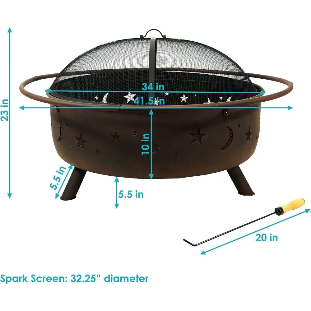 Rustic 42-Inch Wood-Burning Steel Fire Pit