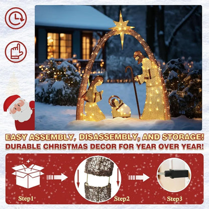 Illuminated Nativity Scene Outdoor Christmas Decoration Set