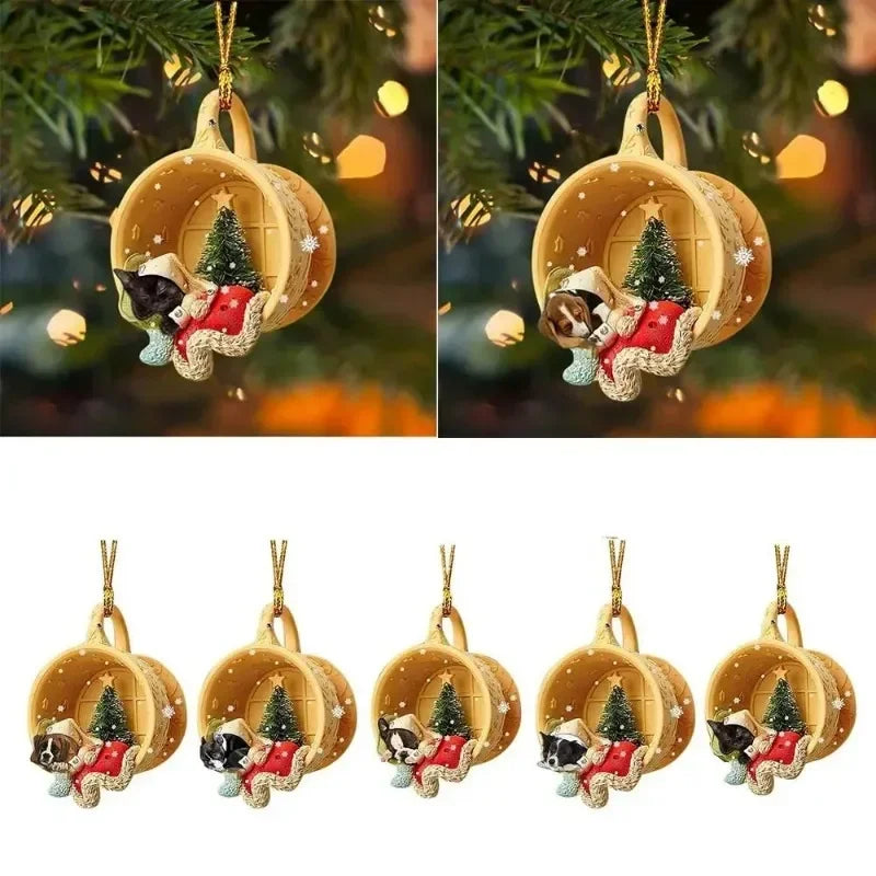 Cute Puppy Acrylic Christmas Pendant – Holiday Ornament & Décor