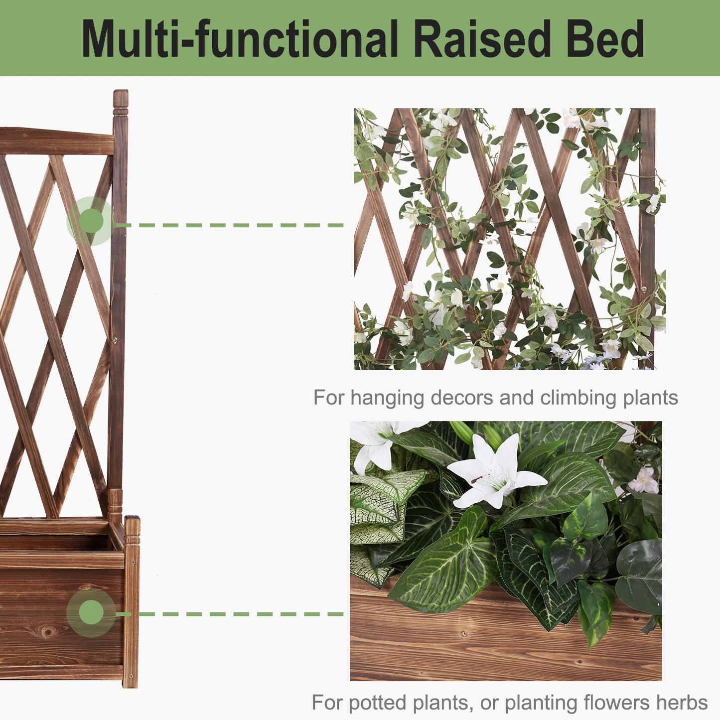 Large Raised Garden Bed Wooden Planter Box with Trellis – Your Ideal Outdoor Gardening Companion