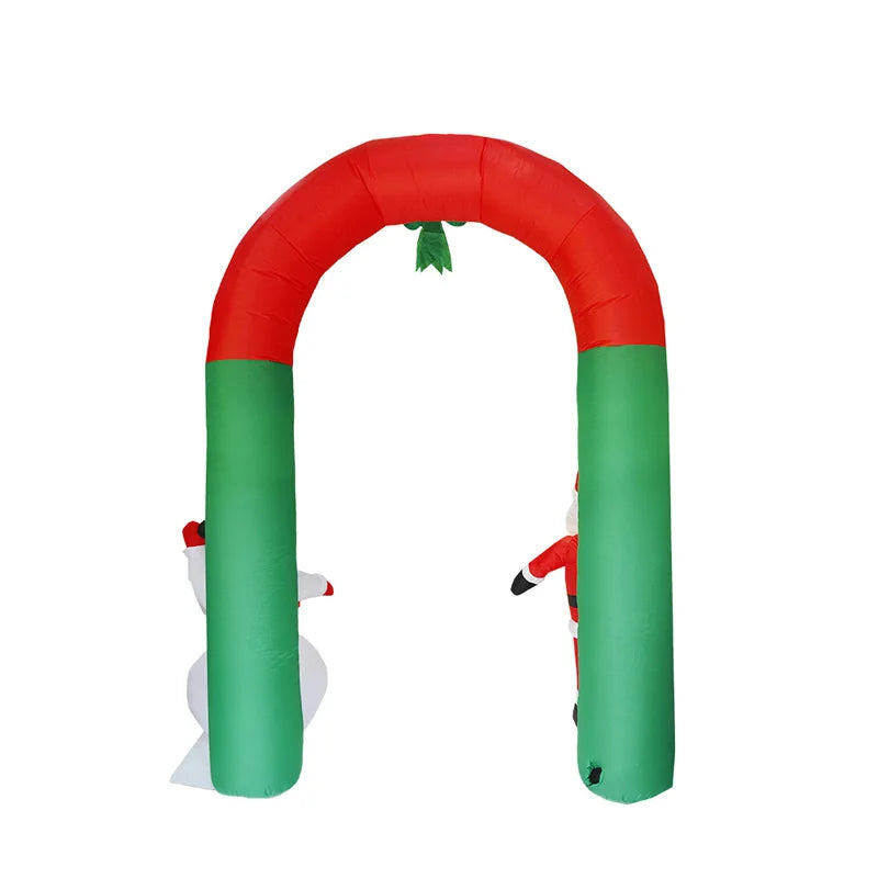 Festive Inflatable Santa Claus & Snowman Welcome Arch with LED Lights!