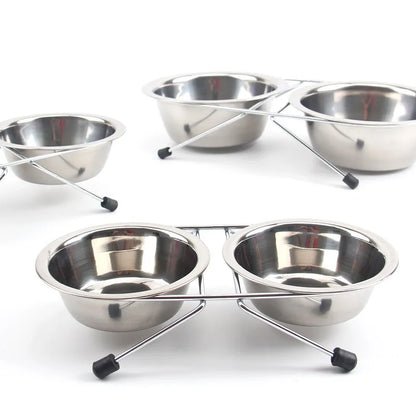 Double Stainless Steel Dog & Cat Bowls with Iron Stand