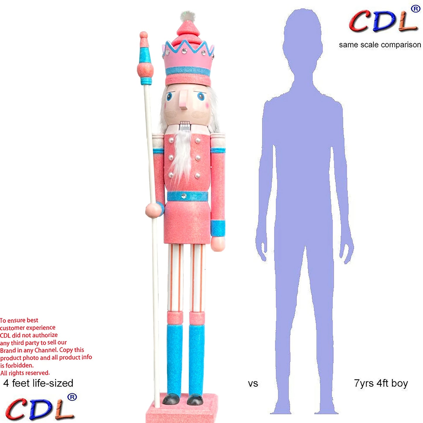 Nutcracker Figures 4ft 1.2m Pink Nutcracker Pink and Blue Glitter Large Wooden Christmas Nutcracker King Home Decor K36